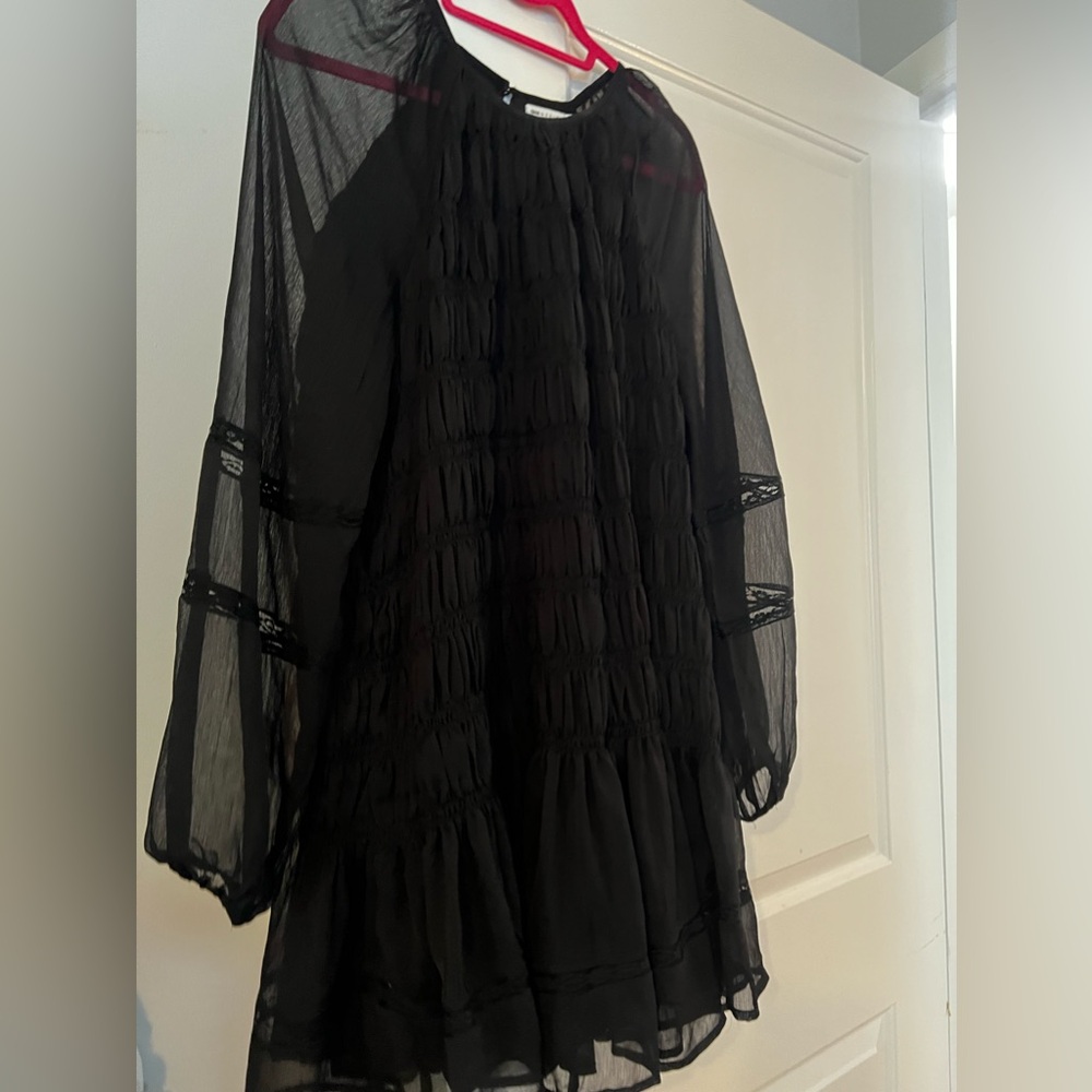 ASOS Curve Lace Insert Ruched Mini Smock Dress - Picture 8 of 8